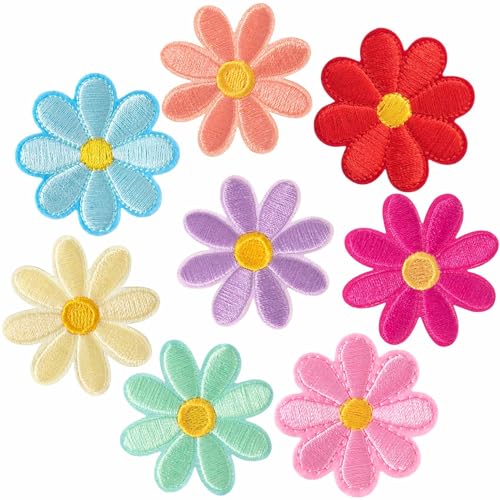 STSTR 8 Stück Blumen zum Aufbügeln, 8 helle Farben, kleine Gänseblümchen-Applikation für Kleidung, niedliche bestickte Blumenapplikation, Blumenreparatur-Flicken für Taschen, Jeans, Hemden STSTR 8 Stück Blumen zum Aufbügeln, 8 helle Farben, kleine Gänseblümchen-Applikation für Kleidung, niedliche bestickte Blumenapplikation, Blumenreparatur-Flicken für Taschen, Jeans, Hemden von STSTR