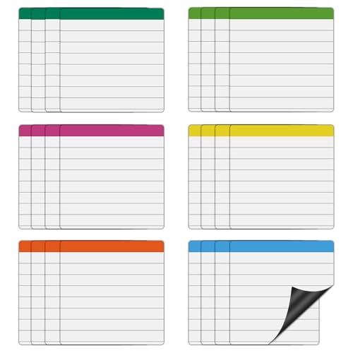 Haftnotizen, liniert, trocken abwischbar, kleine magnetische Aufkleber, 24 Stück, geeignet für feine Marker auf Kühlschrank oder Whiteboard von STTMGN