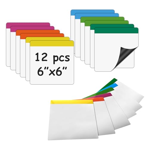 Kleine, magnetische, trocken abwischbare Tafel, quadratische Haftnotizen, Magnete als Lehrer-Essentials für Klassenzimmer, 12 Stück von STTMGN
