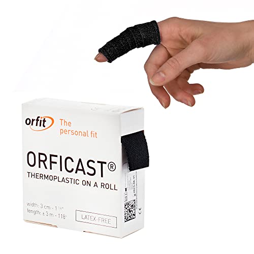 Orficast Easy-Form Schienenmaterial, wärmeaktiviertes thermoplastisches Klebeband für Triggerfinger, Daumen, Arthritis-Schmerzlinderung, Handstütze, 2,5 cm x 2,7 m, Schwarz, eine Rolle Orficast Easy-Form Schienenmaterial, wärmeaktiviertes thermoplastisches Klebeband für Triggerfinger, Daumen, Arthritis-Schmerzlinderung, Handstütze, 2,5 cm x 2,7 m, Schwarz, eine Rolle von STUBDL