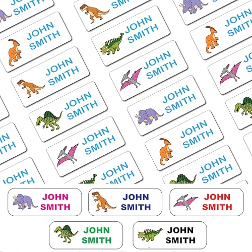 Personalisierbare Namensschilder mit Dinosaurier-Motiv, zum Aufkleben, für Kleidung, Kinder, nicht bügeln, einfach abziehen und aufkleben! Geeignet für Schuluniform, Namensschilder, Pflegeheim von STUCK2U