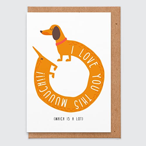 Lustige Valentinskarte - Hund Valentinskarte - Dackel Karte - ich liebe dich Karte - für Freund - für Freundin - Freund - Ehemann - Frau - süß - vom Haustier - für sie - für ihn - Valentinsgeschenk von STUDIO BOKETTO