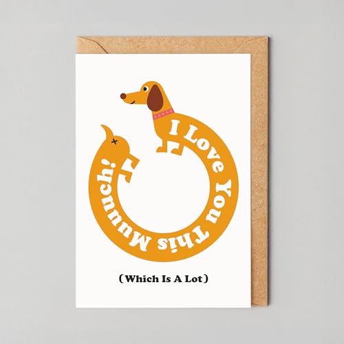 Lustige Valentinstagskarte – Hund Valentinstagskarte – Wursthund – I Love You This Much (Which is Alot) – Valentinstag – Freund – niedlich – Freund – Ehemann – Ehefrau – niedlich – von Haustier – für Sie von STUDIO BOKETTO