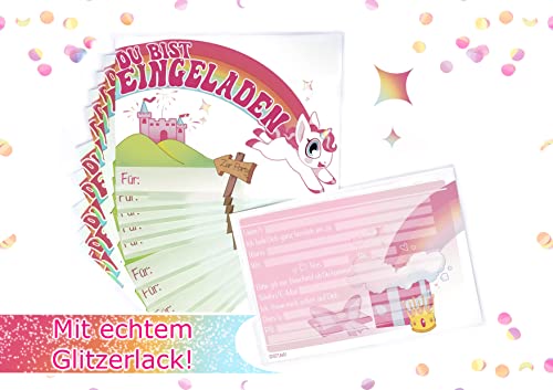 STUWU 12x Einladungskarten Einhorn Unicorn für Kindergeburtstag DIN A6 Einladungskarten Geburtstagseinladungen Mitgebsel von STUWU
