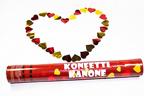 6x Konfetti Kanone ROTE UND GOLDENE HERZEN STUWU® von STUWU