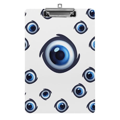 Acryl-Klemmbrett, A4-Größe, leicht und langlebig, mit Edelstahl-Aufhängeloch, Evil Eyes, tragbarer Dokumenten-Organizer, hält 80–100 Blatt für Büro, Zuhause, Gebrauch von STVNKML