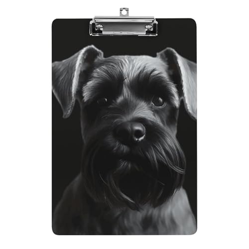 Acryl-Klemmbrett, A4-Größe, leicht und langlebig, mit Edelstahl-Aufhängeloch, schwarzer Schnauzer-Hund, tragbarer Dokumenten-Organizer, hält 80–100 Blatt für Büro, Zuhause, Gebrauch Acryl-Klemmbrett, A4-Größe, leicht und langlebig, mit Edelstahl-Aufhängeloch, schwarzer Schnauzer-Hund, tragbarer Dokumenten-Organizer, hält 80–100 Blatt für Büro, Zuhause, Gebrauch von STVNKML