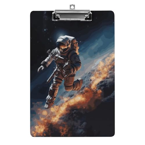 Acryl-Klemmbrett, A4-Größe, leicht und langlebig, mit Loch zum Aufhängen, Astronaut fliegt im Weltraum, tragbarer Dokumenten-Organizer, hält 80–100 Blatt für Büro, Zuhause, Gebrauch von STVNKML