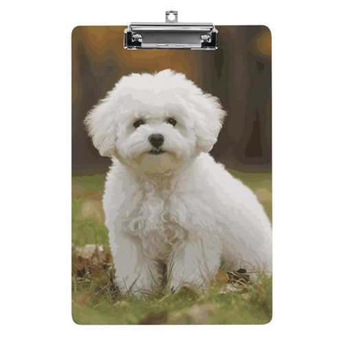 Acryl-Klemmbrett, A4-Größe, leicht und langlebig, mit Loch zum Aufhängen, Bichon Frisé-Hund, tragbarer Dokumenten-Organizer, hält 80–100 Blatt für Büro, Zuhause, Gebrauch Acryl-Klemmbrett, A4-Größe, leicht und langlebig, mit Loch zum Aufhängen, Bichon Frisé-Hund, tragbarer Dokumenten-Organizer, hält 80–100 Blatt für Büro, Zuhause, Gebrauch von STVNKML