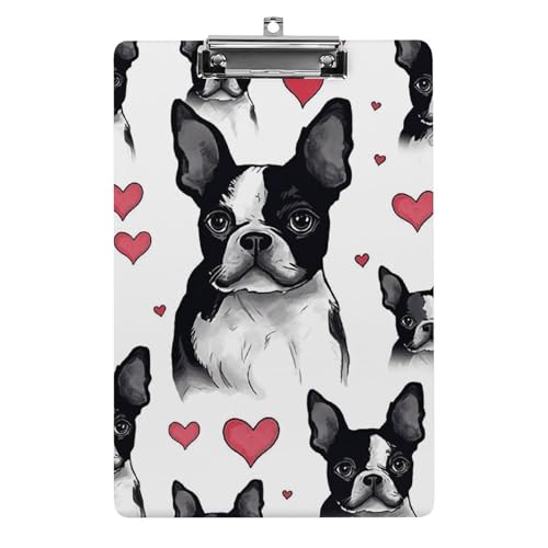 Acryl-Klemmbrett, A4-Größe, leicht und langlebig, mit Loch zum Aufhängen, Boston Terrier, Herz-Hund, tragbarer Dokumenten-Organizer, hält 80–100 Blatt für Büro, Zuhause, Gebrauch Acryl-Klemmbrett, A4-Größe, leicht und langlebig, mit Loch zum Aufhängen, Boston Terrier, Herz-Hund, tragbarer Dokumenten-Organizer, hält 80–100 Blatt für Büro, Zuhause, Gebrauch von STVNKML