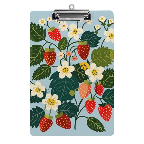 Acryl-Klemmbrett, A4-Größe, leicht und langlebig, mit Loch zum Aufhängen, Erdbeeren und Blumen, tragbarer Dokumenten-Organizer, hält 80–100 Blatt, für Büro, Zuhause, Gebrauch Acryl-Klemmbrett, A4-Größe, leicht und langlebig, mit Loch zum Aufhängen, Erdbeeren und Blumen, tragbarer Dokumenten-Organizer, hält 80–100 Blatt, für Büro, Zuhause, Gebrauch von STVNKML