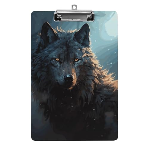 Acryl-Klemmbrett, A4-Größe, leicht und langlebig, mit Loch zum Aufhängen, Fantasy Wolf tragbarer Dokumenten-Organizer, hält 80–100 Blatt für Büro, Zuhause, Gebrauch von STVNKML