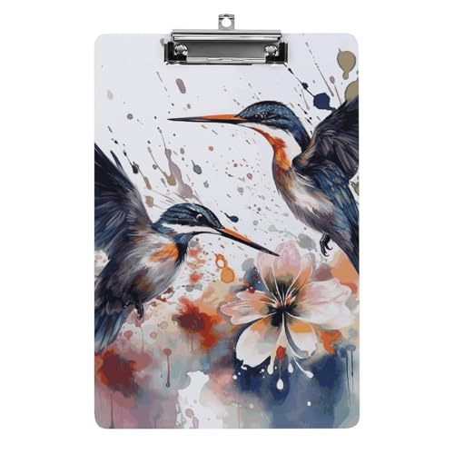 Acryl-Klemmbrett, A4-Größe, leicht und langlebig, mit Loch zum Aufhängen, Kunst mit Lilien, Blumen, Vögeln, Aquarell, tragbarer Dokumenten-Organizer, hält 80–100 Blatt für Büro, Zuhause, Gebrauch Acryl-Klemmbrett, A4-Größe, leicht und langlebig, mit Loch zum Aufhängen, Kunst mit Lilien, Blumen, Vögeln, Aquarell, tragbarer Dokumenten-Organizer, hält 80–100 Blatt für Büro, Zuhause, Gebrauch von STVNKML