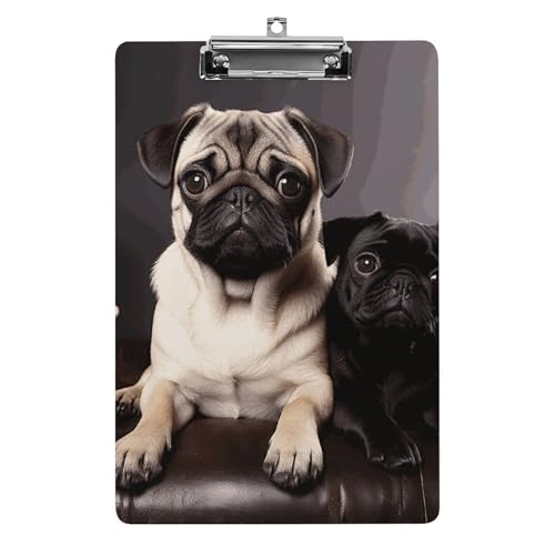 Acryl-Klemmbrett, A4-Größe, leicht und langlebig, mit Loch zum Aufhängen, Mops-Hunde, tragbarer Dokumenten-Organizer, hält 80–100 Blatt, für Büro, Zuhause, Gebrauch Acryl-Klemmbrett, A4-Größe, leicht und langlebig, mit Loch zum Aufhängen, Mops-Hunde, tragbarer Dokumenten-Organizer, hält 80–100 Blatt, für Büro, Zuhause, Gebrauch von STVNKML