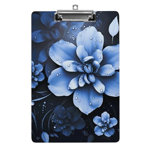 Acryl-Klemmbrett, A4-Größe, leicht und langlebig, mit Loch zum Aufhängen, blaue Blume, tragbarer Dokumenten-Organizer, hält 80–100 Blatt, für Büro, Zuhause, Gebrauch Acryl-Klemmbrett, A4-Größe, leicht und langlebig, mit Loch zum Aufhängen, blaue Blume, tragbarer Dokumenten-Organizer, hält 80–100 Blatt, für Büro, Zuhause, Gebrauch von STVNKML
