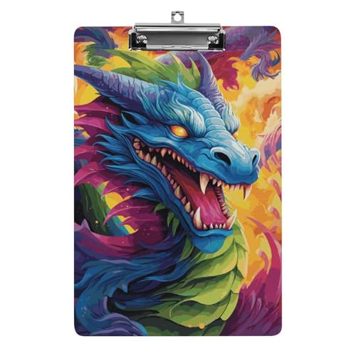 Acryl-Klemmbrett, A4-Größe, leicht und langlebig, mit Loch zum Aufhängen, bunte Drachen, tragbarer Dokumenten-Organizer, hält 80–100 Blatt für Büro, Zuhause, Gebrauch Acryl-Klemmbrett, A4-Größe, leicht und langlebig, mit Loch zum Aufhängen, bunte Drachen, tragbarer Dokumenten-Organizer, hält 80–100 Blatt für Büro, Zuhause, Gebrauch von STVNKML