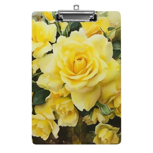 Acryl-Klemmbrett, A4-Größe, leicht und langlebig, mit Loch zum Aufhängen, gelbe Rose, tragbarer Dokumenten-Organizer, hält 80–100 Blatt, für Büro, Zuhause, Gebrauch Acryl-Klemmbrett, A4-Größe, leicht und langlebig, mit Loch zum Aufhängen, gelbe Rose, tragbarer Dokumenten-Organizer, hält 80–100 Blatt, für Büro, Zuhause, Gebrauch von STVNKML