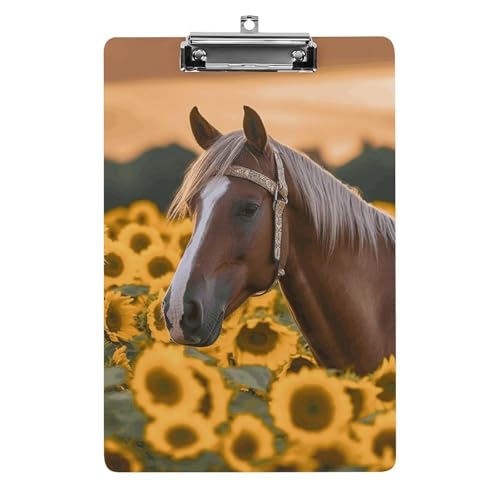 Acryl-Klemmbrett, A4-Größe, leicht und langlebig, mit Loch zum Aufhängen, gelbes Sonnenblumenpferd, tragbarer Dokumenten-Organizer, hält 80–100 Blatt, für Büro, Zuhause, Gebrauch Acryl-Klemmbrett, A4-Größe, leicht und langlebig, mit Loch zum Aufhängen, gelbes Sonnenblumenpferd, tragbarer Dokumenten-Organizer, hält 80–100 Blatt, für Büro, Zuhause, Gebrauch von STVNKML