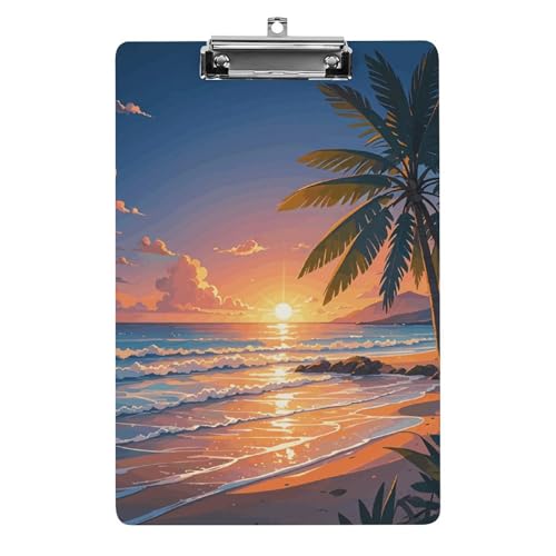 Acryl-Klemmbrett, A4-Größe, leicht und langlebig, mit Loch zum Aufhängen, tropische Strandpalme, tragbarer Dokumenten-Organizer, hält 80–100 Blatt für Büro, Zuhause, Gebrauch Acryl-Klemmbrett, A4-Größe, leicht und langlebig, mit Loch zum Aufhängen, tropische Strandpalme, tragbarer Dokumenten-Organizer, hält 80–100 Blatt für Büro, Zuhause, Gebrauch von STVNKML