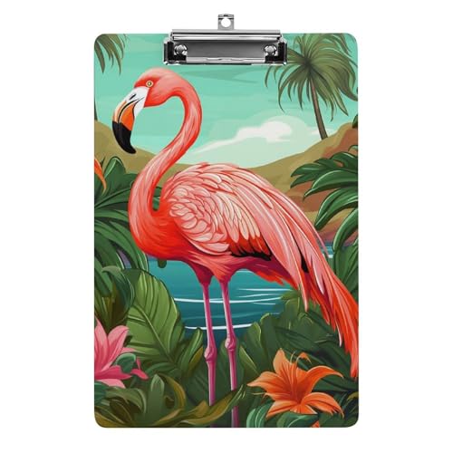 Acryl-Klemmbrett, A4-Größe, leicht und langlebig, mit Loch zum Aufhängen, tropischer Flamingo, tragbarer Dokumenten-Organizer, hält 80–100 Blatt, für Büro, Zuhause, Gebrauch Acryl-Klemmbrett, A4-Größe, leicht und langlebig, mit Loch zum Aufhängen, tropischer Flamingo, tragbarer Dokumenten-Organizer, hält 80–100 Blatt, für Büro, Zuhause, Gebrauch von STVNKML