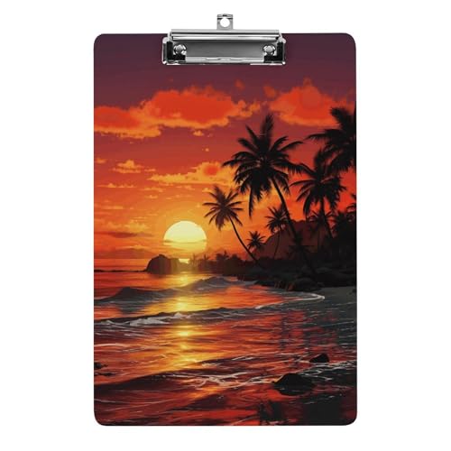 Acryl-Klemmbrett, A4-Größe, leicht und langlebig, mit Loch zum Aufhängen, tropischer Sonnenuntergang, tragbarer Dokumenten-Organizer, hält 80–100 Blatt, für Büro, Zuhause, Gebrauch Acryl-Klemmbrett, A4-Größe, leicht und langlebig, mit Loch zum Aufhängen, tropischer Sonnenuntergang, tragbarer Dokumenten-Organizer, hält 80–100 Blatt, für Büro, Zuhause, Gebrauch von STVNKML