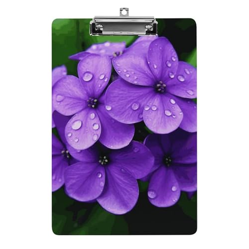 Acryl-Klemmbrett, A4-Größe, leicht und langlebig, mit Loch zum Aufhängen, violette Blume, tragbarer Dokumenten-Organizer, hält 80–100 Blatt, für Büro, Zuhause, Gebrauch Acryl-Klemmbrett, A4-Größe, leicht und langlebig, mit Loch zum Aufhängen, violette Blume, tragbarer Dokumenten-Organizer, hält 80–100 Blatt, für Büro, Zuhause, Gebrauch von STVNKML