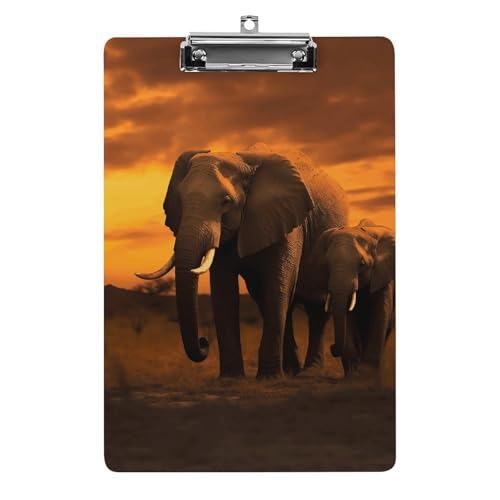 Acryl-Klemmbrett, A4-Größe, leicht und langlebig, mit Loch zum Aufhängen aus Edelstahl, Sonnenuntergang, Eltern-Kind-Elefant, tragbarer Dokumenten-Organizer, hält 80–100 Blatt für Büro, Zuhause Acryl-Klemmbrett, A4-Größe, leicht und langlebig, mit Loch zum Aufhängen aus Edelstahl, Sonnenuntergang, Eltern-Kind-Elefant, tragbarer Dokumenten-Organizer, hält 80–100 Blatt für Büro, Zuhause von STVNKML