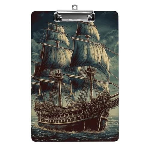 Acryl-Klemmbrett, A4-Größe, leicht und langlebig, mit Loch zum Aufhängen aus Edelstahl, nautisches Vintage-Segel-Piratenschiff, tragbarer Dokumenten-Organizer, hält 80–100 Blatt für Büro, Zuhause Acryl-Klemmbrett, A4-Größe, leicht und langlebig, mit Loch zum Aufhängen aus Edelstahl, nautisches Vintage-Segel-Piratenschiff, tragbarer Dokumenten-Organizer, hält 80–100 Blatt für Büro, Zuhause von STVNKML