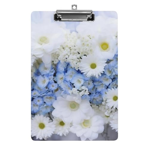 Acryl-Klemmbrett, A4-Größe, leicht und langlebig, mit Loch zum Aufhängen aus Edelstahl, schöne weiße blaue Blumen, tragbarer Dokumenten-Organizer, hält 80–100 Blatt für Büro, Zuhause, Gebrauch Acryl-Klemmbrett, A4-Größe, leicht und langlebig, mit Loch zum Aufhängen aus Edelstahl, schöne weiße blaue Blumen, tragbarer Dokumenten-Organizer, hält 80–100 Blatt für Büro, Zuhause, Gebrauch von STVNKML