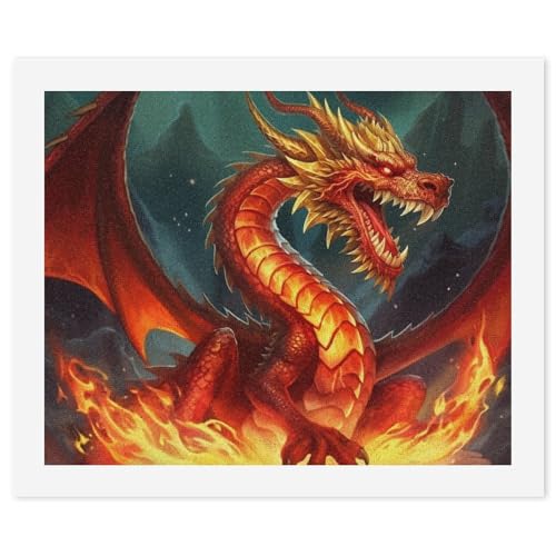 STVNKML Malen nach Zahlen-Set für Erwachsene und Anfänger, DIY Erwachsene Malen nach Zahlen Kits auf Leinwand, Drachenkönig im Feuer, digitale Ölnummern-Malerei-Kits für Heimdekoration, Geschenk, 40 x STVNKML Malen nach Zahlen-Set für Erwachsene und Anfänger, DIY Erwachsene Malen nach Zahlen Kits auf Leinwand, Drachenkönig im Feuer, digitale Ölnummern-Malerei-Kits für Heimdekoration, Geschenk, 40 x von STVNKML