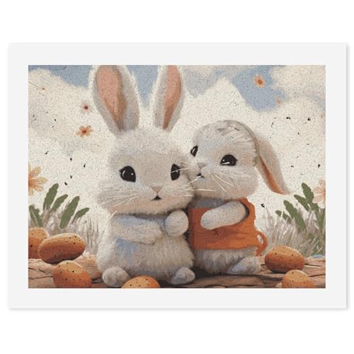 STVNKML Malen nach Zahlen-Set für Erwachsene und Anfänger, DIY Erwachsene Malen nach Zahlen Kits auf Leinwand, Hasenumarmung, digitale Ölnummern-Malerei-Kits für Heimdekoration, Geschenk, 30 x 40 cm STVNKML Malen nach Zahlen-Set für Erwachsene und Anfänger, DIY Erwachsene Malen nach Zahlen Kits auf Leinwand, Hasenumarmung, digitale Ölnummern-Malerei-Kits für Heimdekoration, Geschenk, 30 x 40 cm von STVNKML