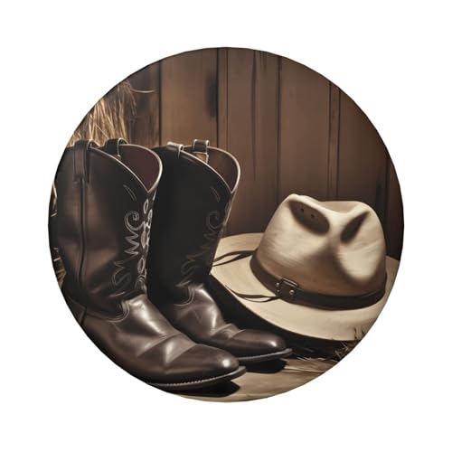 Cowboy-Anstecknadeln mit schwarzem Hut, Westernstiefel, 6,1 cm, rund, Metall, personalisiertes Bild, Foto, Anstecknadel-Set für Bastelbedarf, Weihnachten, DIY-Projekte, 5 Stück von STVYUKL