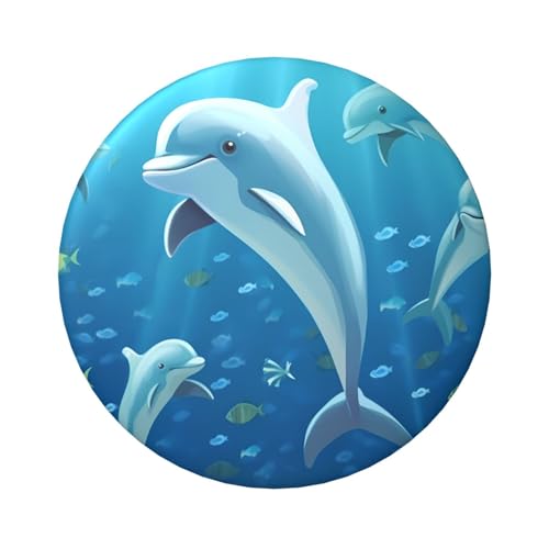 Delfin-Knopfnadeln, 6,1 cm, rund, Metall, personalisierbar, für Bild, Foto, Bastelbedarf, Weihnachten, Party, Projekte, 1 Stück von STVYUKL