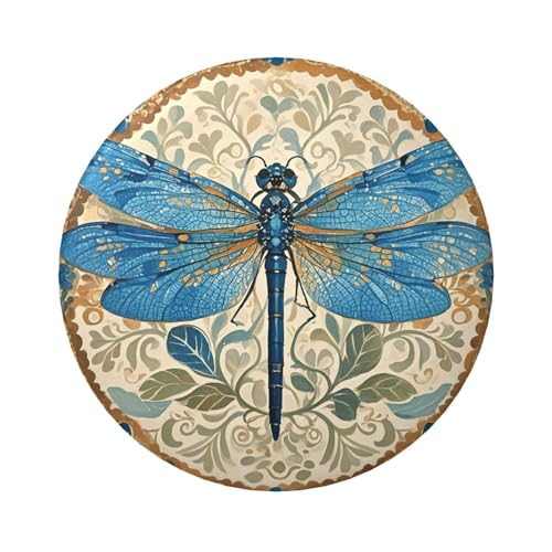 Handbemalte blaue Libellen-Knopfnadeln, 5 Stück, 6,1 cm runde Knopfabzeichen, Metall, personalisiertes Bild, Foto, Anstecknadel-Set für Bastelbedarf, Weihnachten, DIY-Projekte von STVYUKL