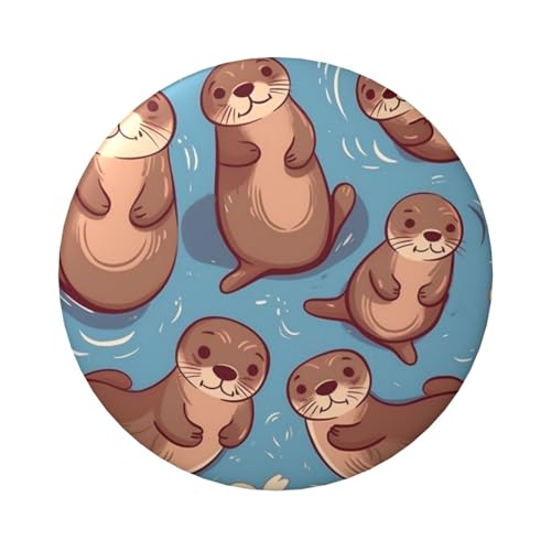 Niedliche braune Otter-Knopfnadeln mit Tiermotiven, 6,1 cm, rund, Metall, personalisiertes Bild, Foto, Anstecknadel-Set für Bastelbedarf, Weihnachten, DIY-Projekte, 5 Stück von STVYUKL