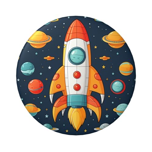 Rocket Clipart Space Ship Button Pins 1 Stück, 6,1 cm runde Knopfabzeichen, Metall, personalisiertes Bild, Foto, Anstecknadel-Set für Bastelbedarf, Weihnachten, DIY, Party-Projekte von STVYUKL