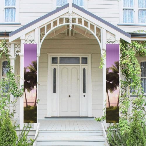 Vertikales Veranda-Banner zum Aufhängen, tropischer Baum, rosa Haustür, Veranda, Schild, hängende Flagge, Party-Banner, Outdoor, saisonaler Urlaub, Hochzeit, Hof, Dekoration, Bauernhaus Vertikales Veranda-Banner zum Aufhängen, tropischer Baum, rosa Haustür, Veranda, Schild, hängende Flagge, Party-Banner, Outdoor, saisonaler Urlaub, Hochzeit, Hof, Dekoration, Bauernhaus von STVYUKL