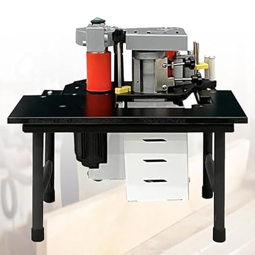 Kantenanleimmaschine, Holzkantenanleimmaschine, tragbar, einstellbare Geschwindigkeit und Temperatur, doppelseitiger Kleber, 10–60 mm Breite for gerade und bogenförmige Kanten(Black) von STWBHW