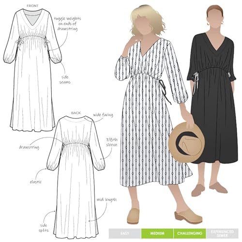 Style Arc Naomi Schnittmuster, gewebtes Kleid, Größen 38-50 von STYLEARC