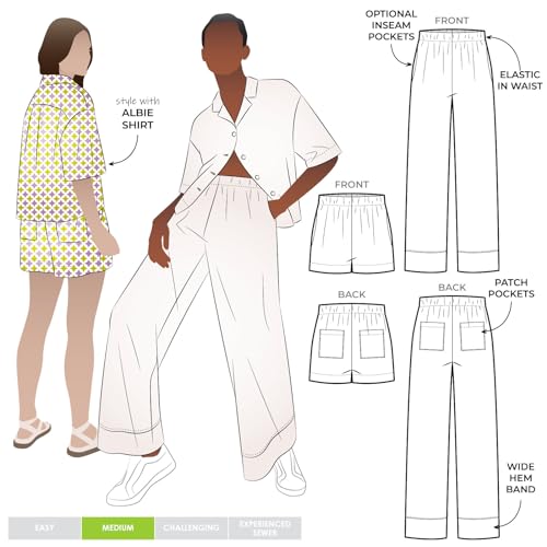 Style Arc Schnittmuster – Albie gewebte Hose und Shorts (Größen 38-50) von STYLEARC