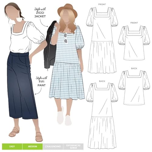 Style Arc Schnittmuster – Clementine gewebtes Oberteil und Kleid (Größen 04–16) von STYLEARC
