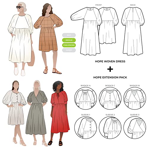 Style Arc Schnittmuster – Hope Woven Dress Plus Extension Pack Bundle (Größen 18-30) von STYLEARC