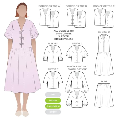 Style Arc Schnittmuster – Porter gewebtes Kleid und Oberteil Musterpaket (Größen 38-50) von STYLEARC