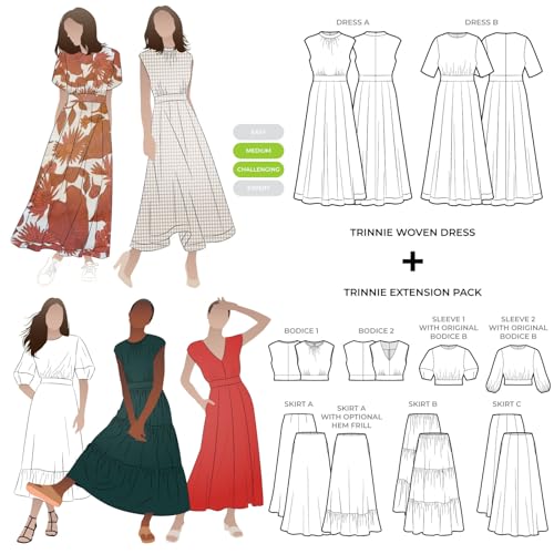 Style Arc Schnittmuster – Trinnie gewebtes Kleid plus Erweiterungspaket (Größen 38-50) von STYLEARC