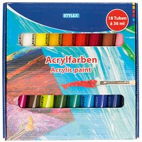 18 STYLEX TOPPOINT Acrylfarben farbsortiert 18 x 36,0 ml von STYLEX TOPPOINT