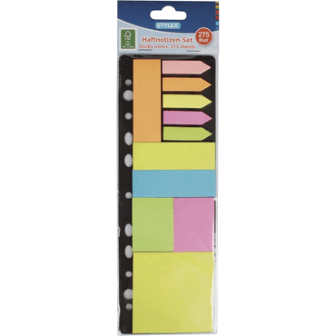 3 x STYLEX Haftnotizblock Set - 11 Größen à 25 Blatt sortiert. von STYLEX