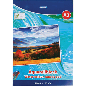 STYLEX Aquarellblock - A3 185 g/qm 24 Blatt. von STYLEX
