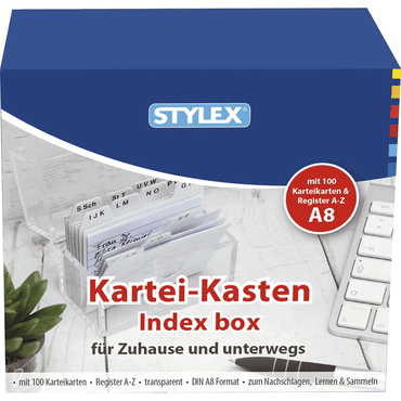 STYLEX Karteikasten Plastik -A8 transparent. von STYLEX