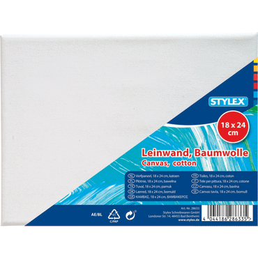 STYLEX Keilrahmen - bespannt 18 x 24 cm weiß. von STYLEX