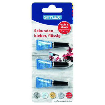 STYLEX Sekundenkleber - 3x 1 g extra stark von STYLEX